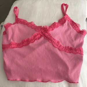 Pink lace crop top